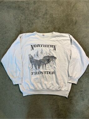 Vintage 90s Northern Frontier Wolf Wolves Crewneck Sweatshirt Size XL Animal
